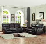 Homelegance Pecos 3 Piece Double Reclining Living Room Set in Brown Leather Gel Match