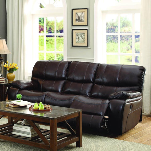 Homelegance Pecos Power Double Reclining Sofa in Brown Leather Gel Match