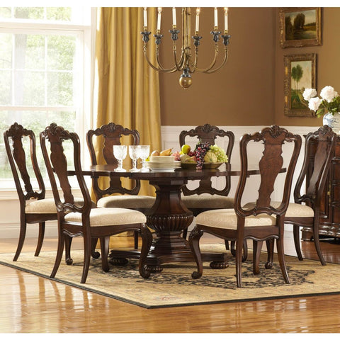 Homelegance Perry Hall 5 Piece Pedestal Dining Room Set in Rich Brown