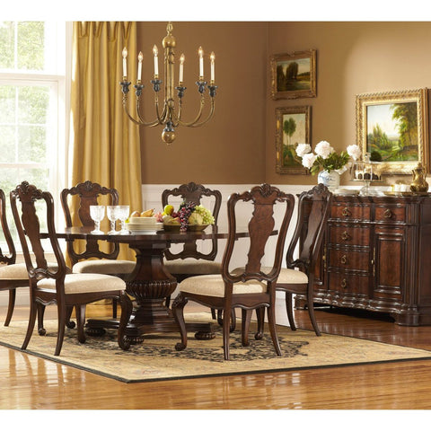 Homelegance Perry Hall 8 Piece Pedestal Dining Room Set in Rich Brown