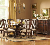 Homelegance Perry Hall 7 Piece Pedestal Dining Room Set in Rich Brown