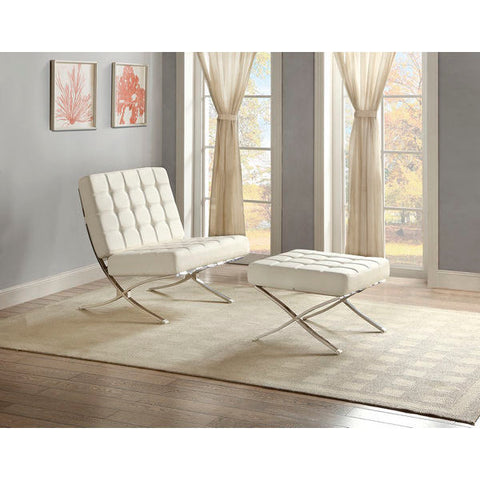 Homelegance Pesaro Chair And Ottoman With Metal Frame In White P/U