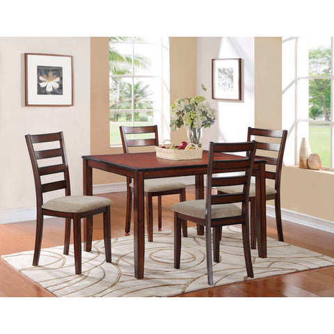 Homelegance Prospect 5 Piece Pack Dinette In Burnished Cherry / Neutral Fabric