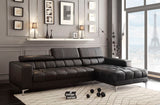 Homelegance Quillen Rsf Chaise In Black Bonded Leather Match