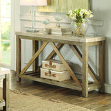 Homelegance Ridley Sofa Table w/Marble Top in Weathered Wood
