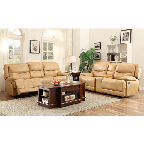 Homelegance Risco Love Seat & Sofa In Honey Taupe Airehyde