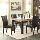 Homelegance Robins Faux Marble Top Dining Table in Dark Cherry