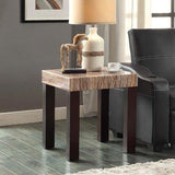 Homelegance Robins Faux Marble Top End Table in Dark Cherry