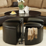 Homelegance Rowley Round Gas Lift Dining Table w/ 4 Storage Ottomans