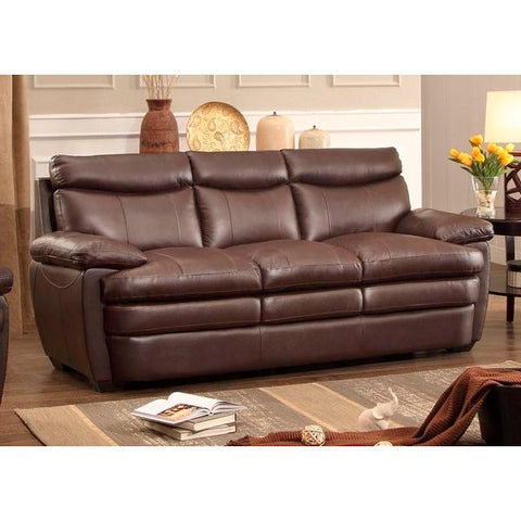 Homelegance Rozel Sofa In Dark Brown Genuine Top Grain Leather Match
