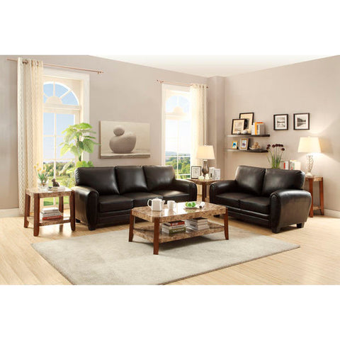Homelegance Rubin Love Seat & Sofa In Black Bonded Leather Match