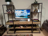 Homelegance Rumi TV Stand/Sofa Table With 2 Drawers In Light Burnishing / Dark Metal Frame