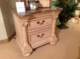 Homelegance Russian Hill Night Stand With Faux Marble Top In Antique White