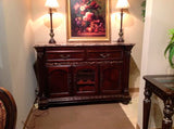 Homelegance Russian Hill Server With Faux Marble Top In Cherry Finish
