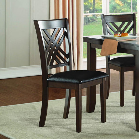Homelegance Sandia X-Back Side Chair in Dark Brown Faux Leather