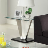 Homelegance Silverstone 3 Piece Glass Coffee Table Set w/ Brushed Chrome Base