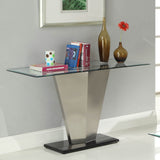 Homelegance Silverstone 3 Piece Glass Coffee Table Set w/ Brushed Chrome Base