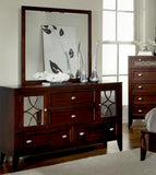 Homelegance Simpson 4 Drawer Dresser w/ Mirror in Brown Cherry