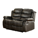 Homelegance Smithee 2 Piece Double Reclining Living Room Set in Black Microfiber