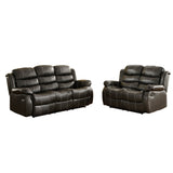 Homelegance Smithee 2 Piece Double Reclining Living Room Set in Black Microfiber