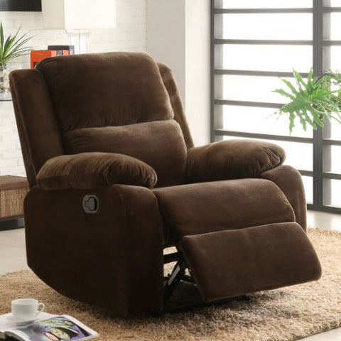 Homelegance Snyder Reclining Chair in Coffee Microfiber