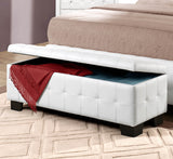 Homelegance Sparkle Upholstered Lift Top Storage Bench in White Bi-Cast Vinyl
