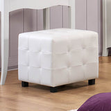 Homelegance Sparkle Upholstered Ottoman Cube in White Bi-Cast Vinyl