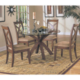 Homelegance Star Hill 3 Piece Round Glass Dining Room Set in Cherry