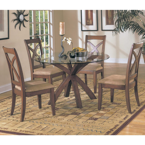 Homelegance Star Hill Round Glass Dining Table in Cherry