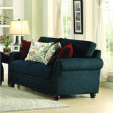 Homelegance Summerson 3 Piece Living Room Set in Navy Fabric