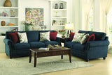Homelegance Summerson 2 Piece Living Room Set in Navy Fabric