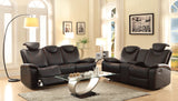 Homelegance Talbot 2 Piece Living Room Set in Black Leather