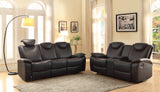 Homelegance Talbot Double Reclining Sofa in Black Leather