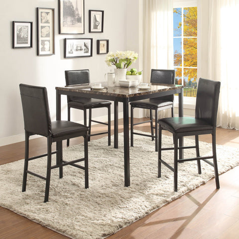 Homelegance Tempe 5 Piece Counter Height Table Set w/ Faux Marble Top