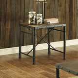 Homelegance Themis 3 Piece Coffee Table Set in Weathered Oak & Brown Metal