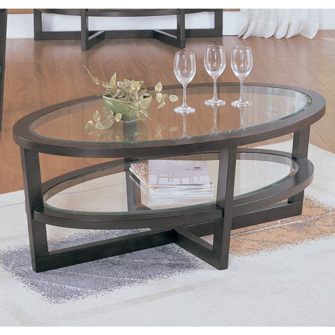 Homelegance Vista Oval Cocktail Table in Espresso Cherry