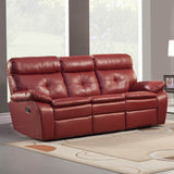 Homelegance Wallace 2 Piece Leather Reclining Living Room Set in Red