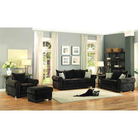 Homelegance Wandal 4 Piece Living Room Set in Chocolate Chenille