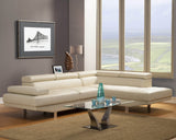 Homelegance Warren Leather Sectional Reclining Sofa in Ivory
