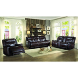 Homelegance Wasola 3 Piece Reclining Living Room Set in Dark Brown Leather
