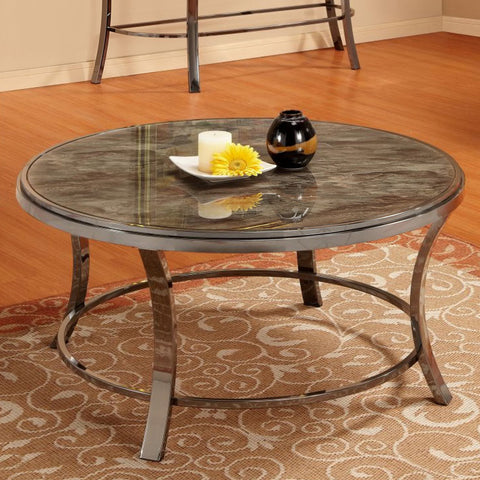Homelegance Willow Round Cocktail Table w/ Marbled Glass Top