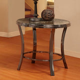 Homelegance Willow Round End Table w/ Marbled Glass Top