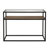 Hudson & Canal Addison Console Table in Blackened Bronze and Oak