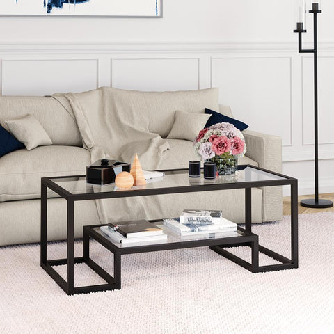 Hudson & Canal Athena Coffee Table in Blackened Bronze