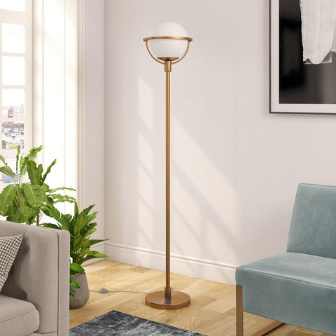 Hudson & Canal Cieonna Brass Globe & Stem Floor Lamp