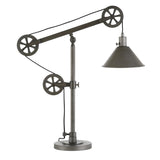 Hudson & Canal Descartes Aged Steel Table Lamp with Pulley System