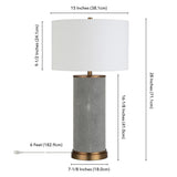 Hudson & Canal Grace Table Lamp in Textured Shagreen Black and Grey