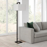 Hudson & Canal Grayson Blackened Bronze Floor Lamp with Square Fabric Shade
