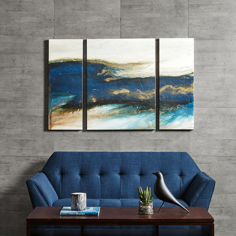 INK+IVY Rolling Waves Gel Coated Canvas-Set of Three