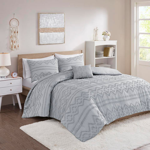 Intelligent Design Annie Solid Clipped Jacquard Duvet Cover Set Twin/Twin XL